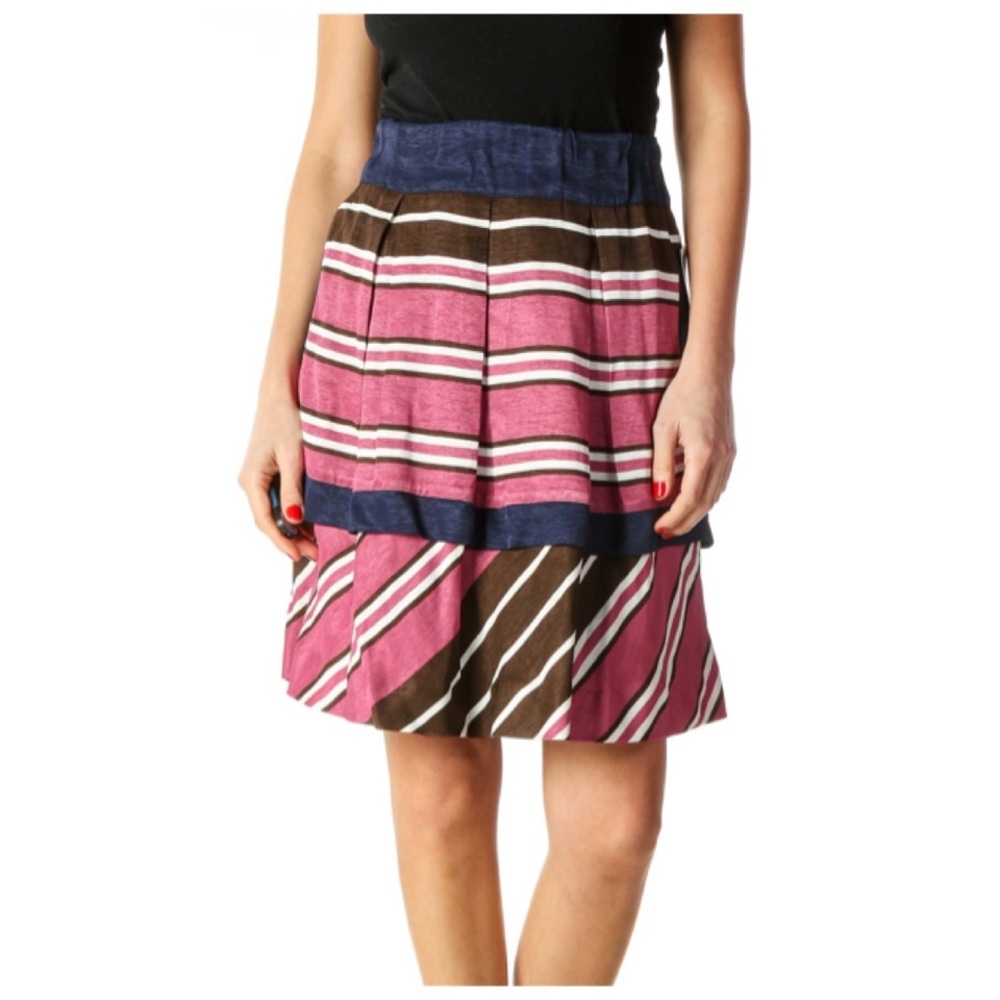 Anthropologie Maeve Tiered Striped Ruffle Skirt 10